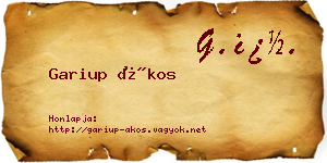 Gariup Ákos névjegykártya